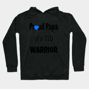 Proud Papa - Black Text - Blue Heart Hoodie